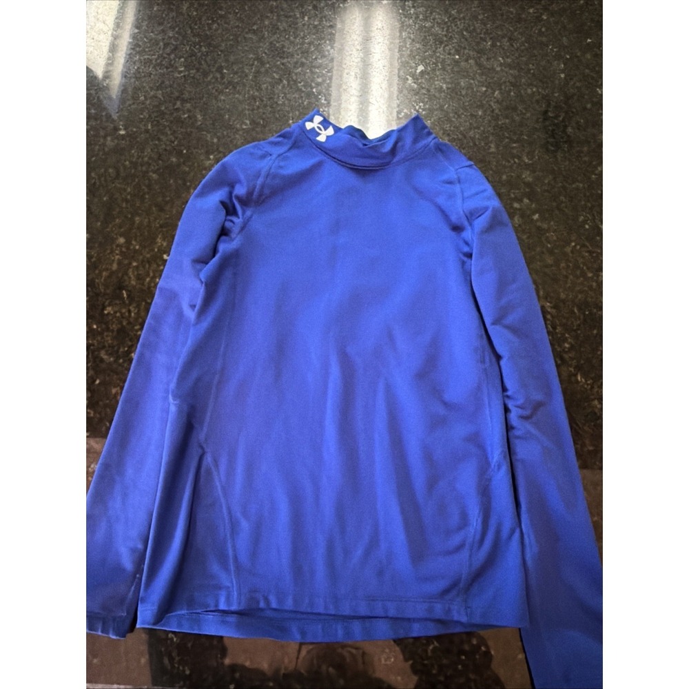 Under Armour Heat Gear Royal Blue Shirt Sz YL Turtleneck Sports Undershirt Baden